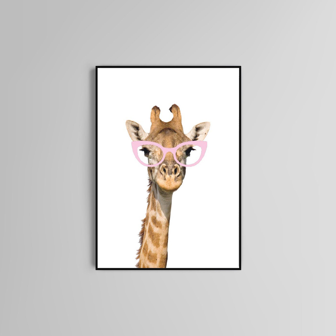 Animal Print, Giraffe Print, Pink Glasses, Nursery Wall Art , bedroom decorations, wall decor, Home Accessories, Animal