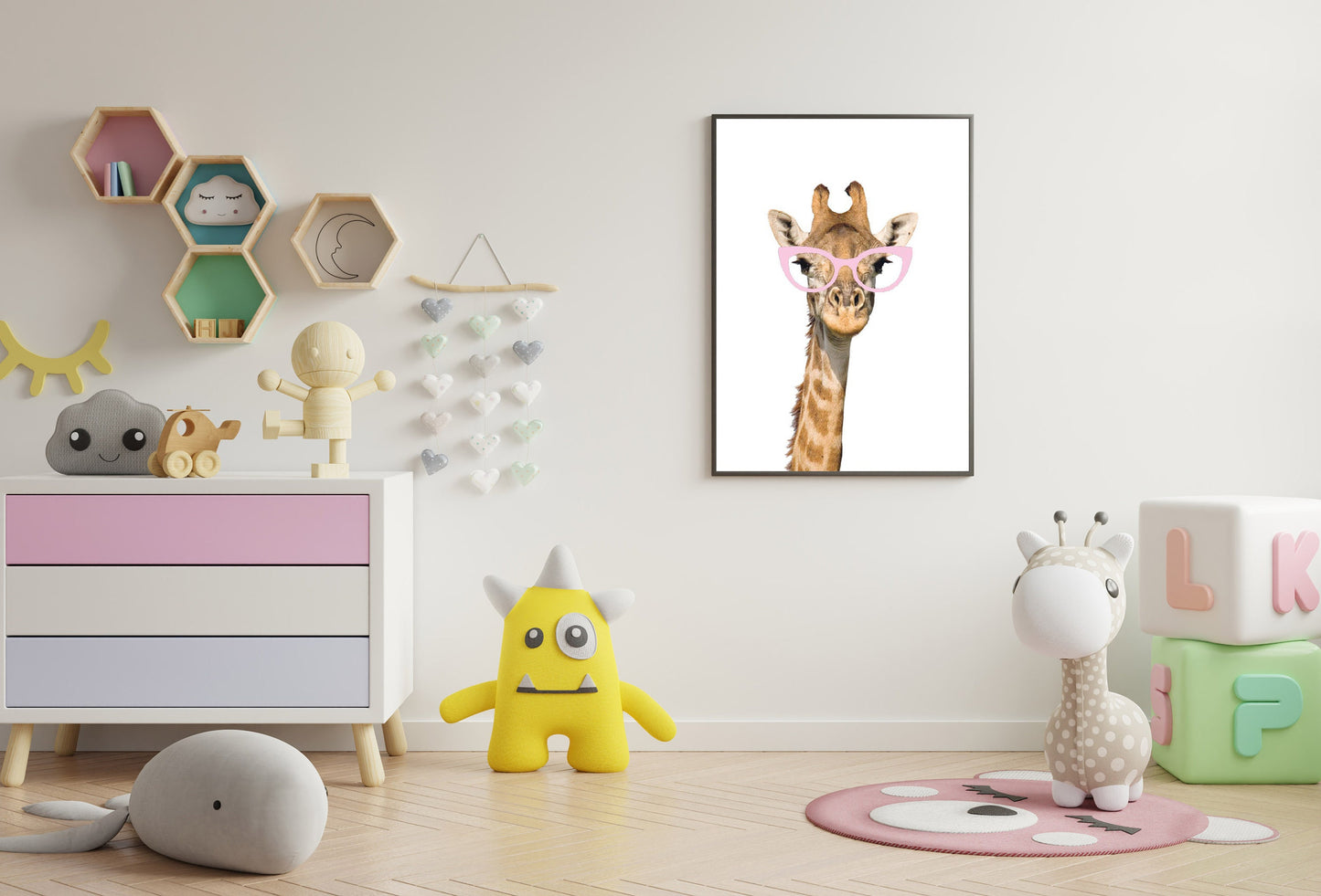 Animal Print, Giraffe Print, Pink Glasses, Nursery Wall Art , bedroom decorations, wall decor, Home Accessories, Animal