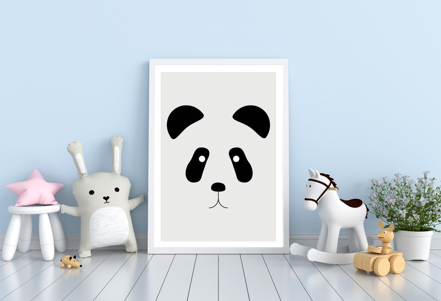 Nordic panda poster print home wall art decor modern poster