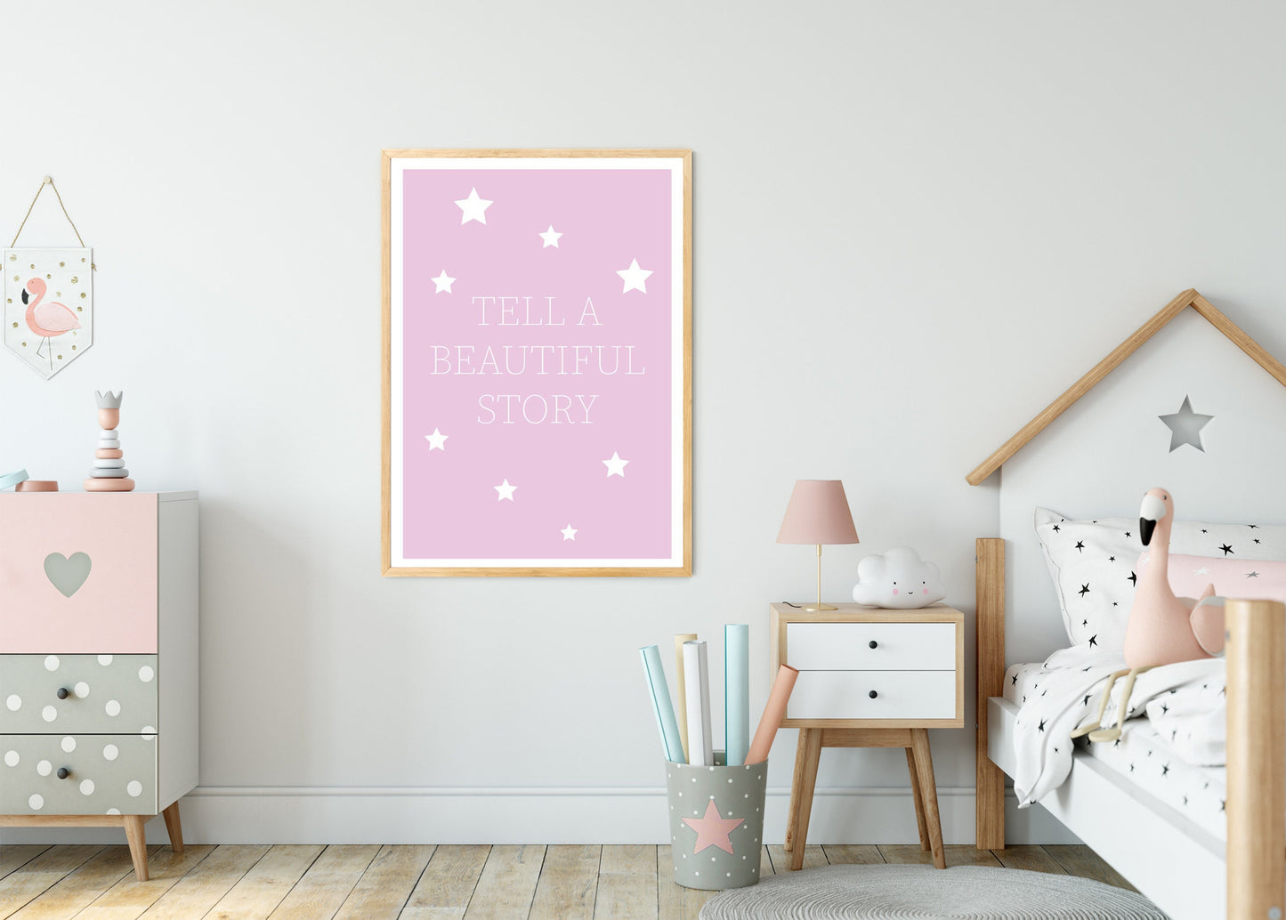 Quote poster home wall art decor pink nursery kids bedroom modern print