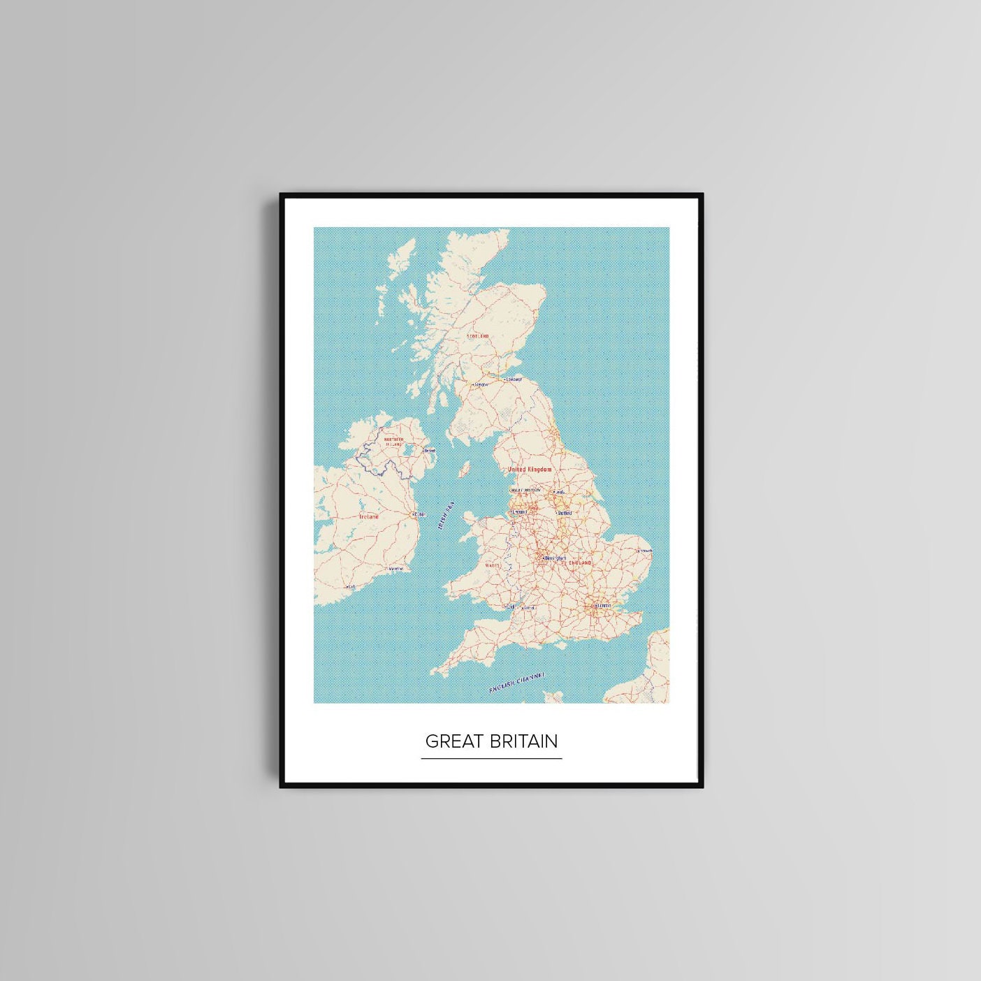 Great Britain Map poster home wall art decor modern poster print