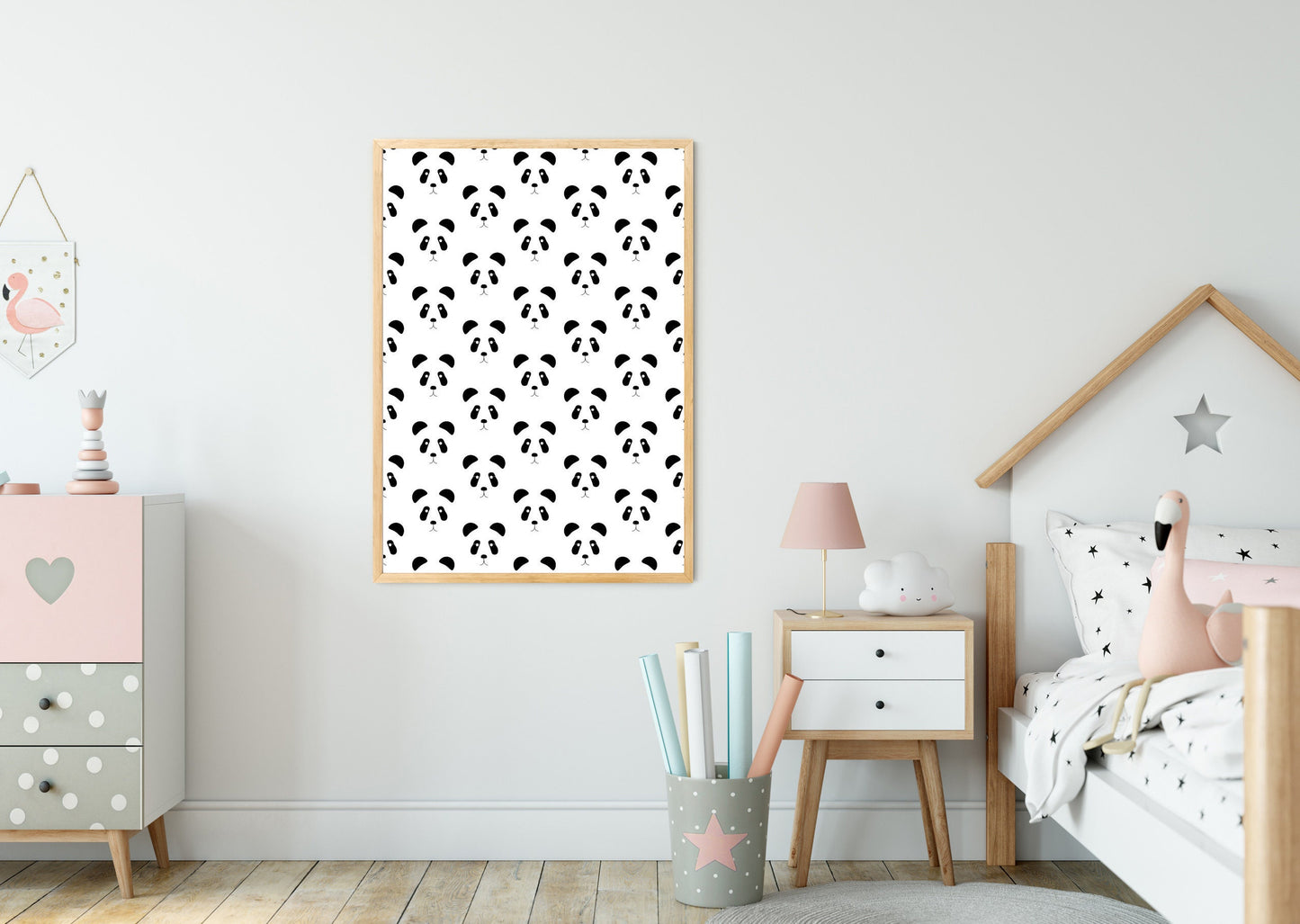 Panda poster wall decor, wall art home decor animal print animal pattern