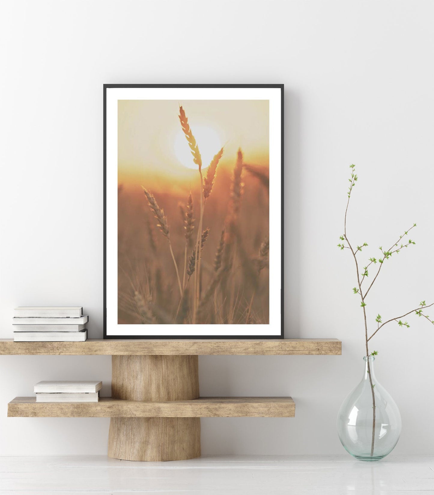 Wheat poster print home wall art decor elegant simple wheat in sun set design