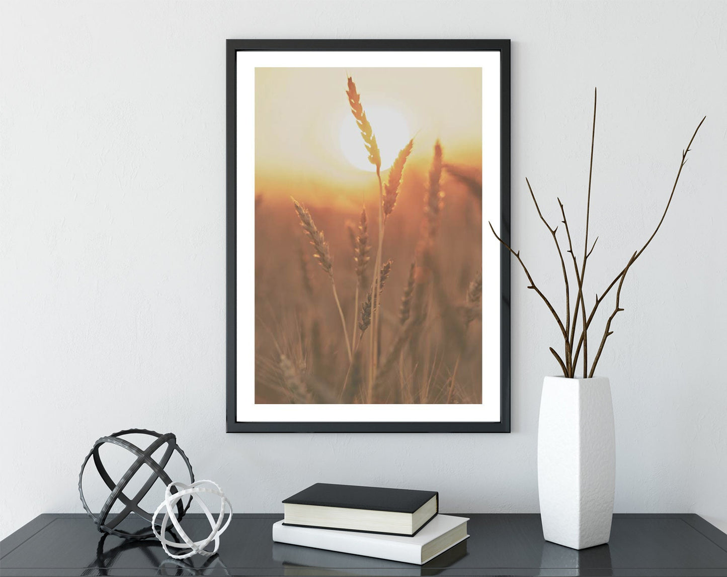 Wheat poster print home wall art decor elegant simple wheat in sun set design