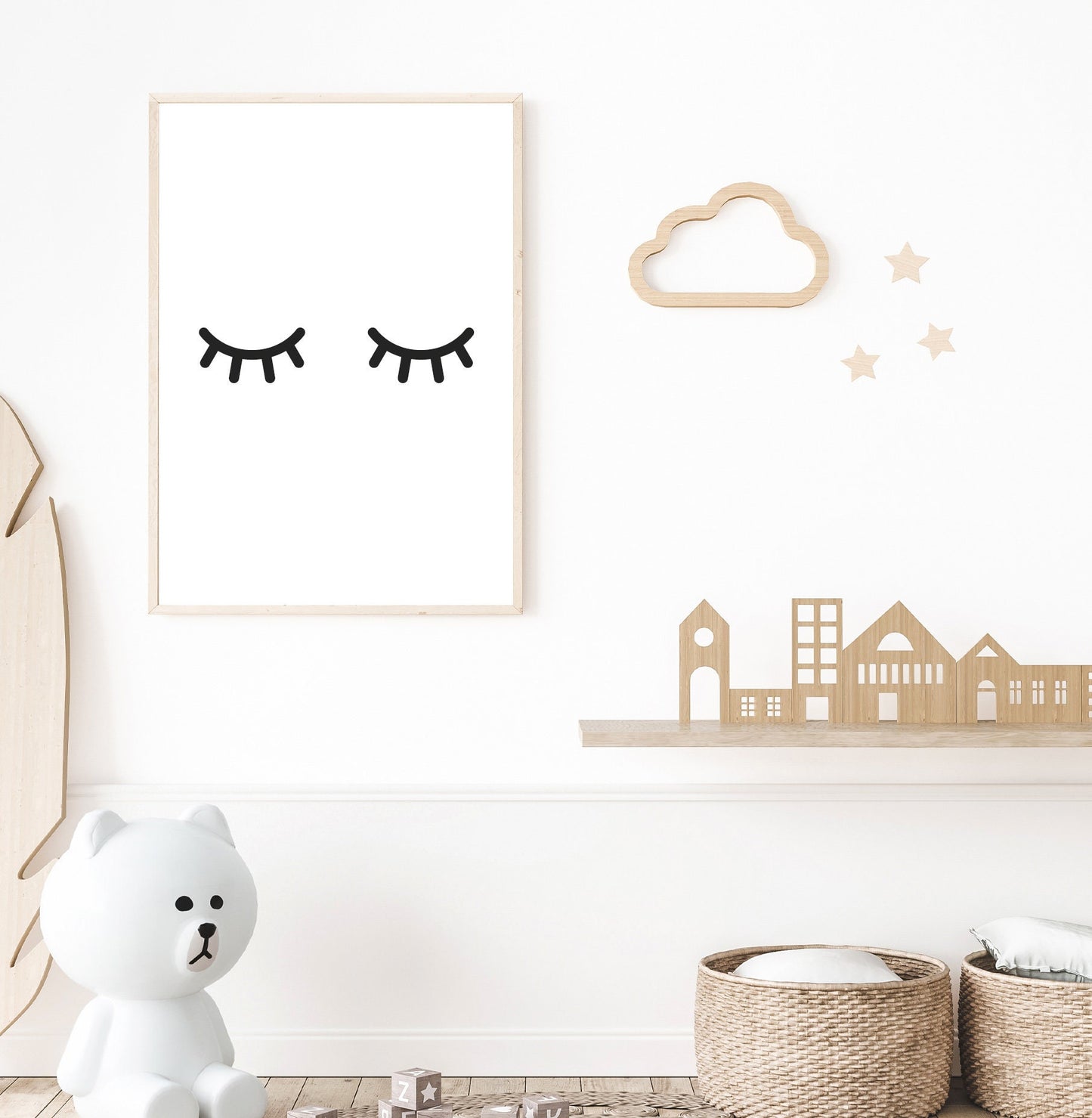 Sleepy Eyelashes  poster print Eyelashes print  Kids Art Wall Art  Wall Decor Poster  Nursery Wall Decor  Print