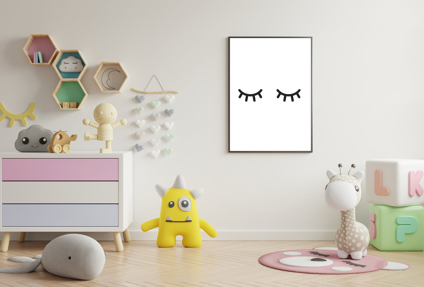 Sleepy Eyelashes  poster print Eyelashes print  Kids Art Wall Art  Wall Decor Poster  Nursery Wall Decor  Print