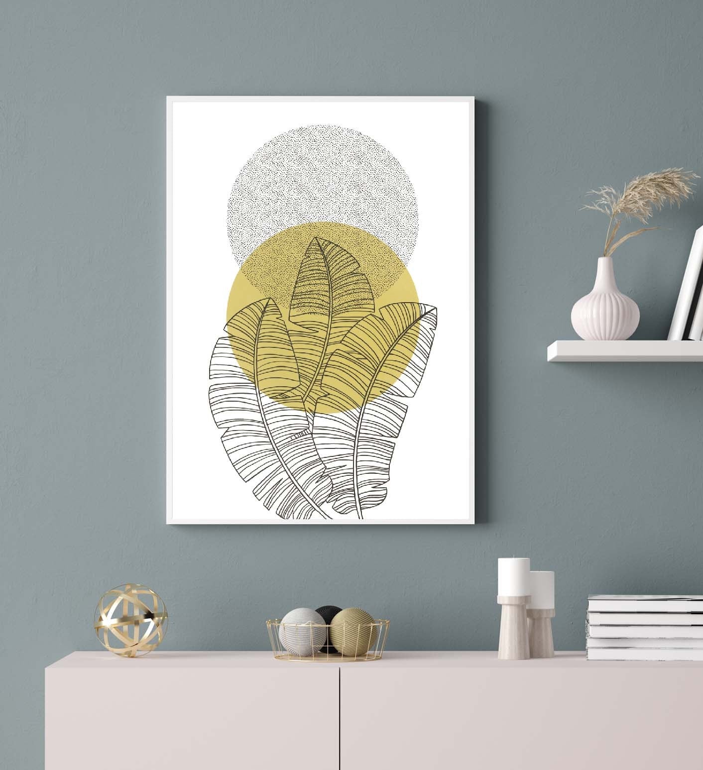 Abstract Poster print banana leaf sun Home decor poster Wall Art Modern Print Abstract