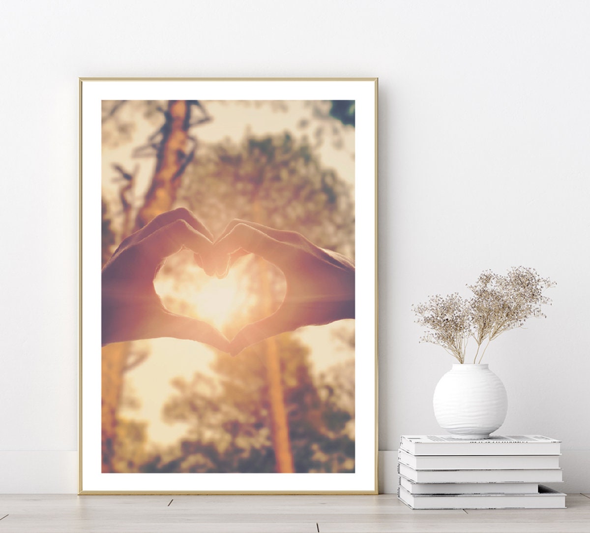 Heart print poster print Love print  Sunset print  Handsposter Wall art  Poster Print Love decor Livingroom decor Bedroom decor