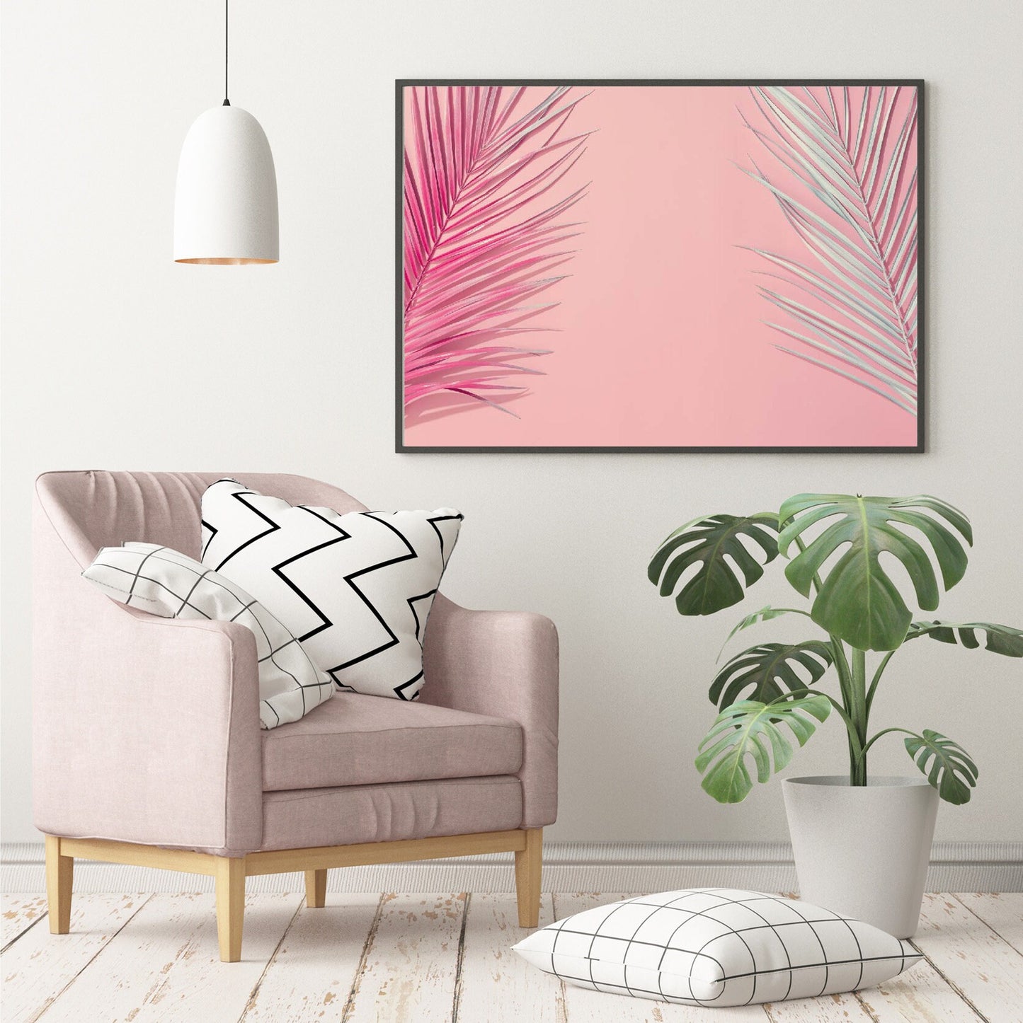 Palm print Pink Tropical Poster Tropical Home Decor Wall Art Print Poster Eco Prints Livingroom Bedroom Accessories Gift ideas