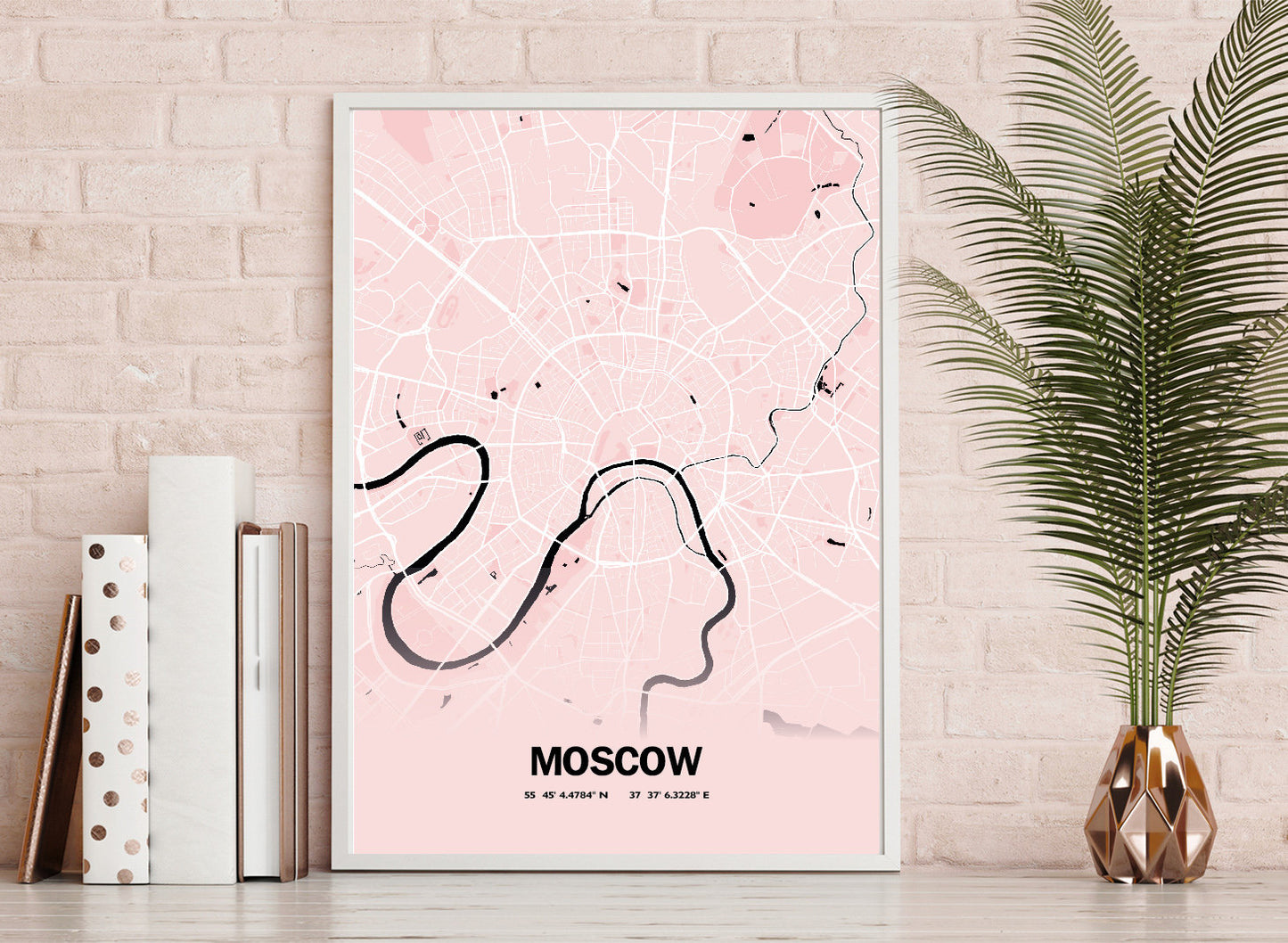 Moscow Modern Map Russia Poster Home Decor Print Pink decor