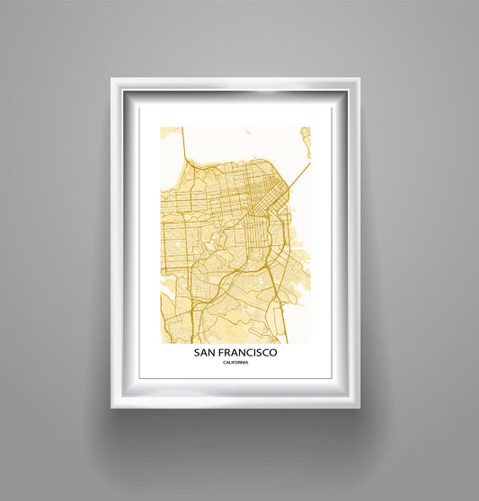 San Francisco Map Print poster print Home Decor Office Decor  Wall Art Poster Printing