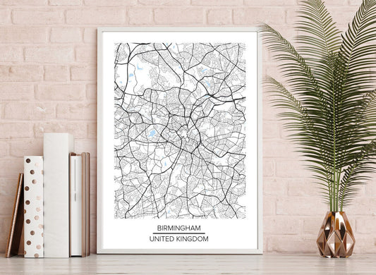 Birmingham Modern Map, Print, Eco inks, Gift Idea, Home Decor, Office Decor, School, City, Uk