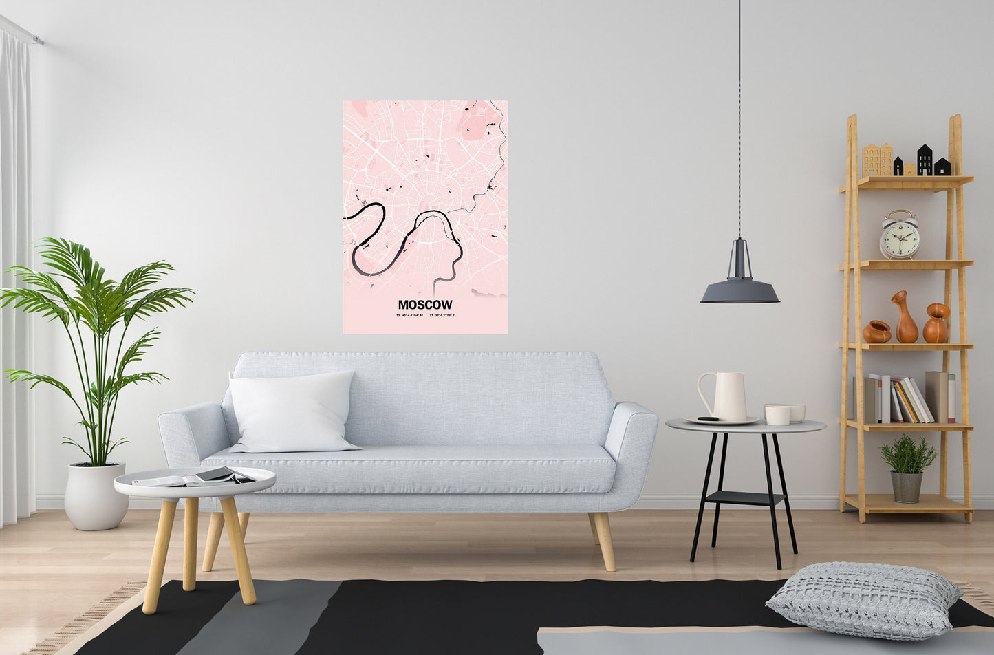 Moscow Modern Map Russia Poster Home Decor Print Pink decor