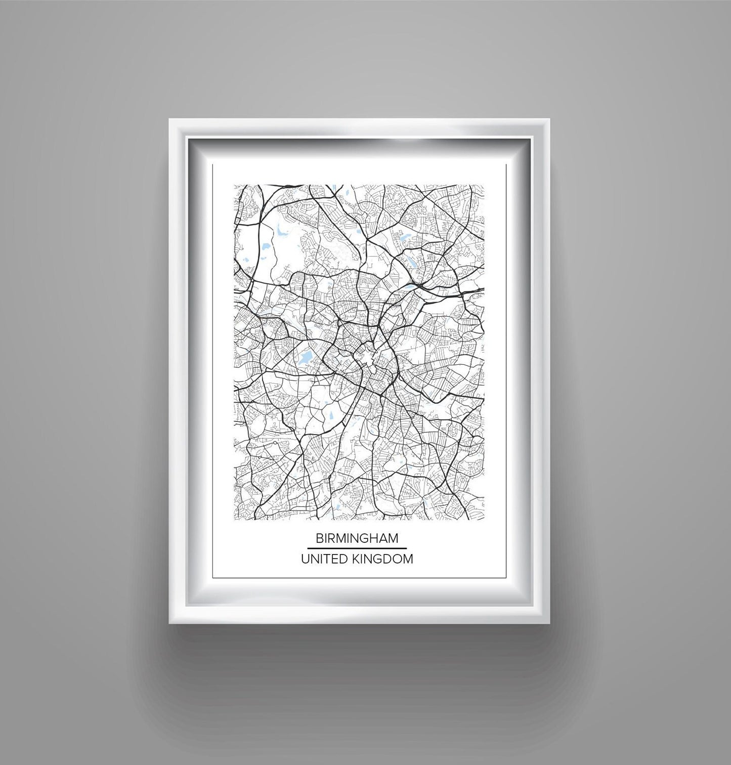 Birmingham Modern Map, Print, Eco inks, Gift Idea, Home Decor, Office Decor, School, City, Uk