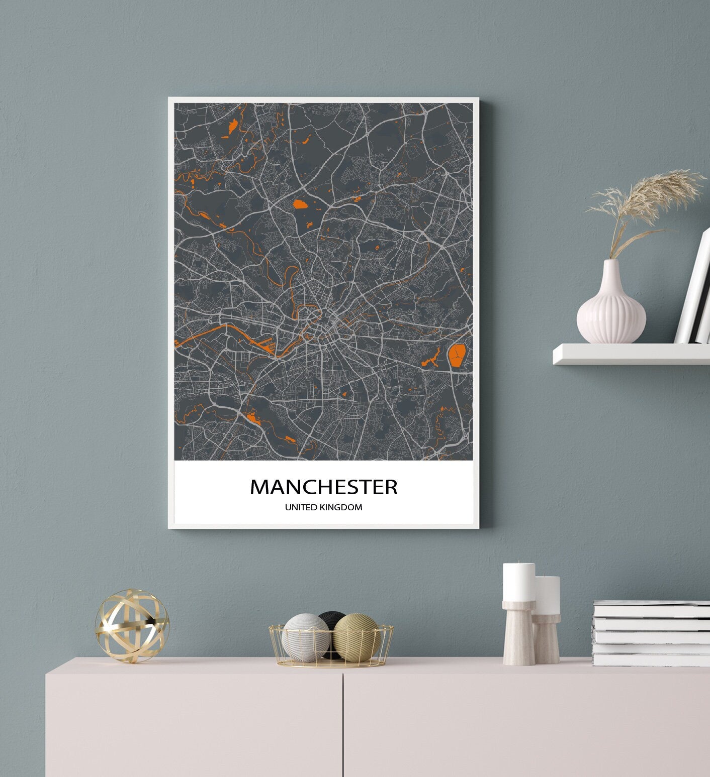 Manchester map Map Gifts Wall Art Home accessories Map Print home Art Map Posters Map Decor