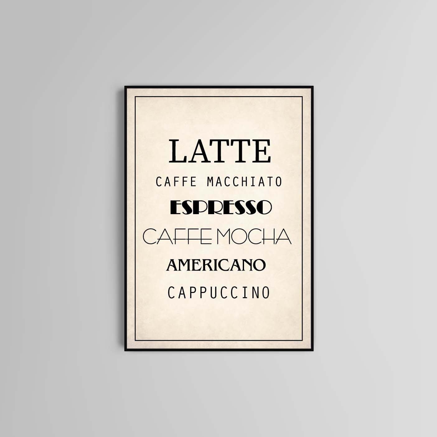 Coffee poster print Typography home wall art decor cafe poster