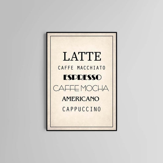 Coffee poster print Typography home wall art decor cafe poster