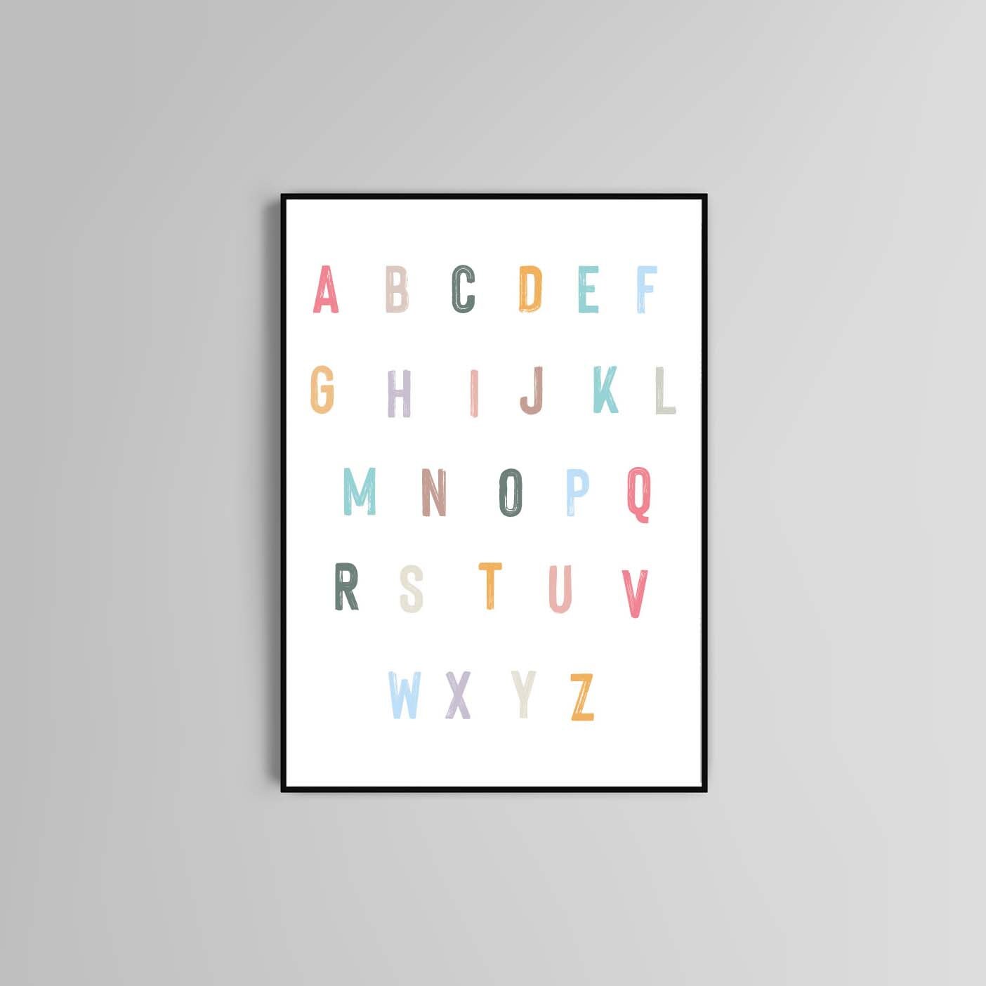 Alphabet for kids poster print home wall nursery art decor modern posters multi colour prints