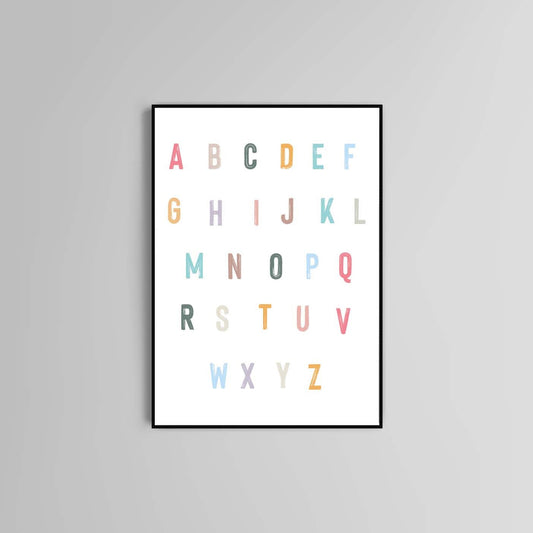 Alphabet for kids poster print home wall nursery art decor modern posters multi colour prints