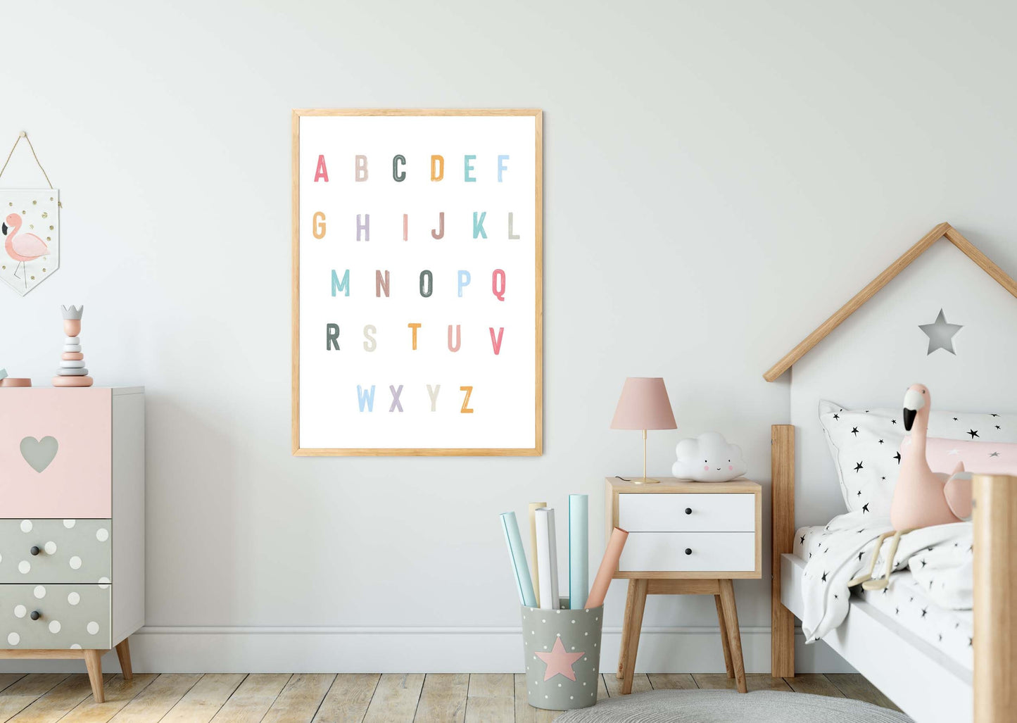 Alphabet for kids poster print home wall nursery art decor modern posters multi colour prints