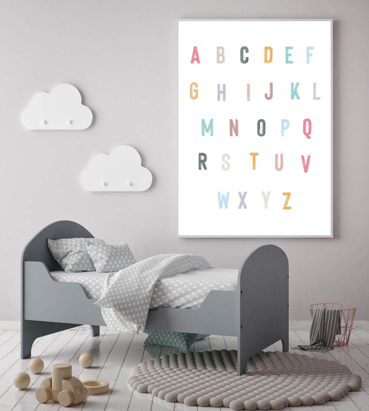 Alphabet for kids poster print home wall nursery art decor modern posters multi colour prints