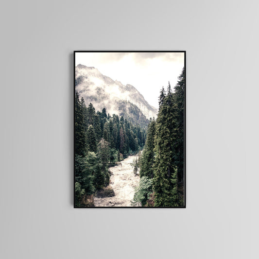 River Mountain Forest poster print home wall art decor nature scenery poster