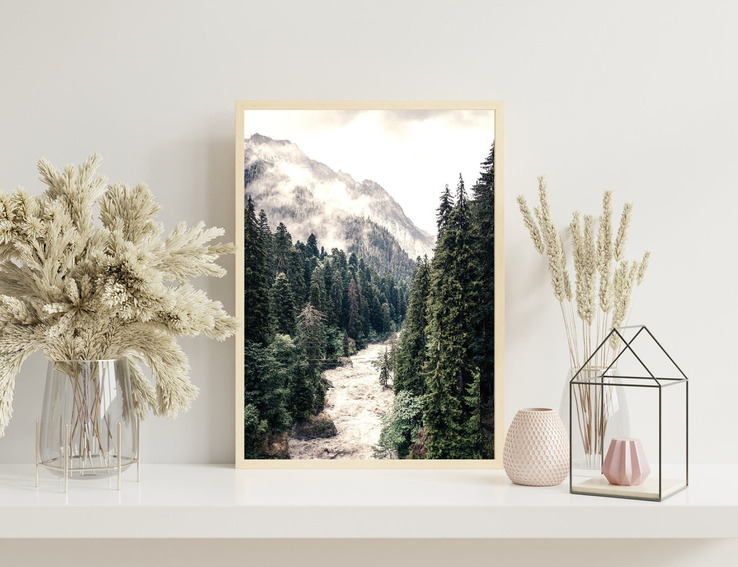 River Mountain Forest poster print home wall art decor nature scenery poster