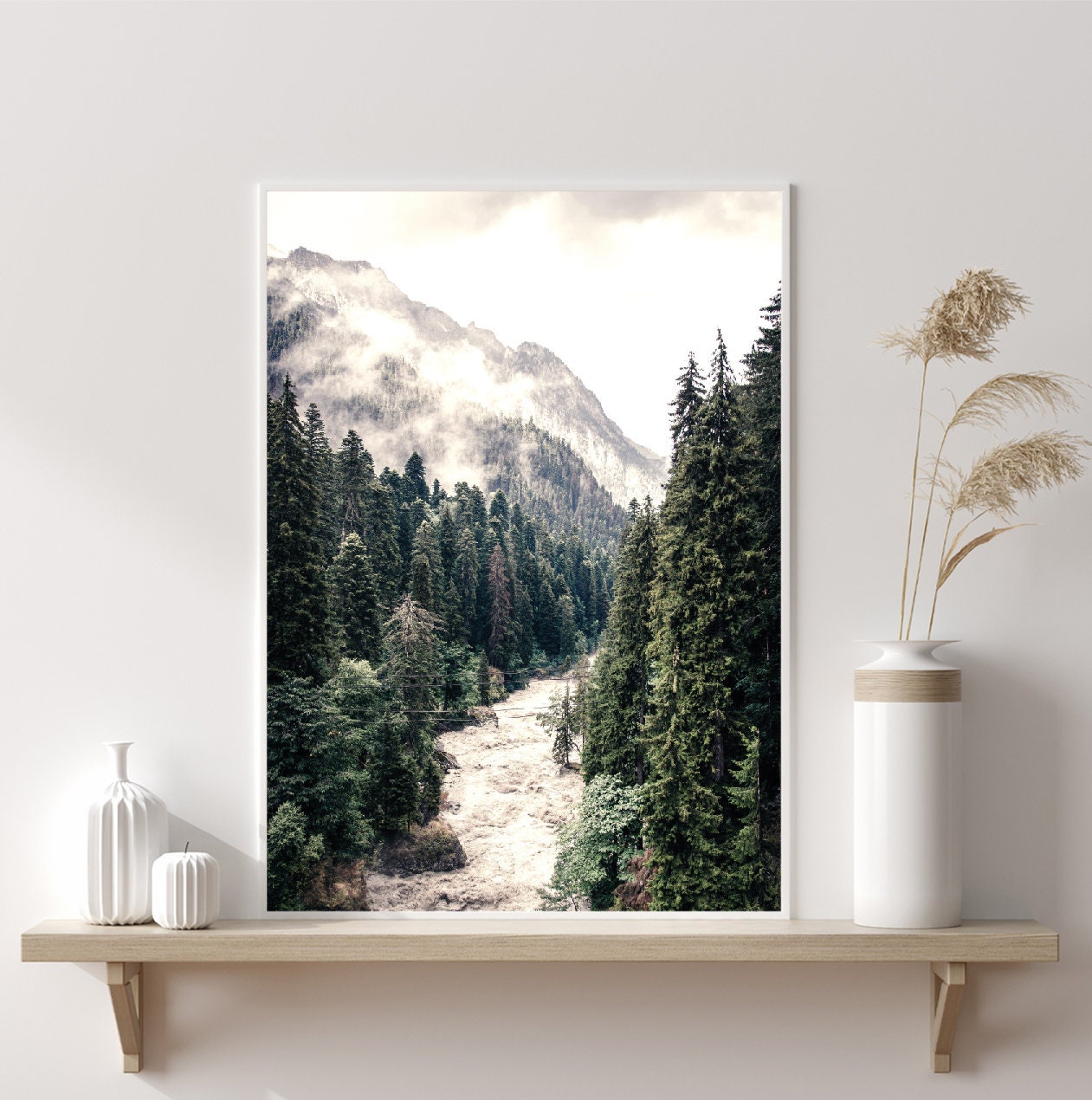 River Mountain Forest poster print home wall art decor nature scenery poster