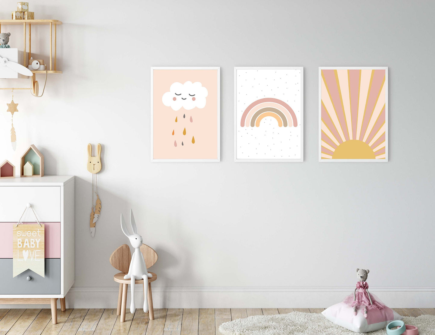 Nursery decor prints poster home wall art decor modern prints set of three posters