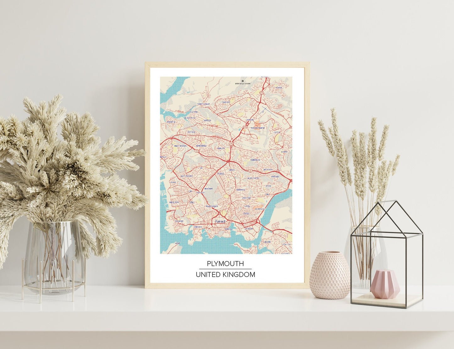 Plymouth Map poster print home wall art decor modern poster