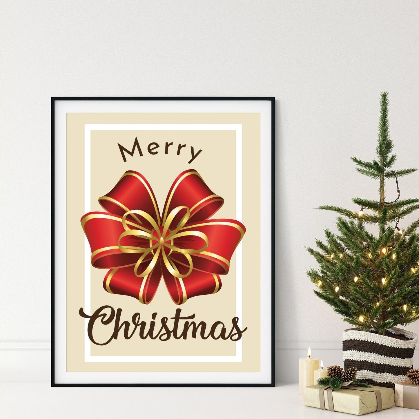 Christmas Bow , Prints,  Festive, Christmas décor, Wall art, Poster, Gift, Home Decor, Dorm accessories
