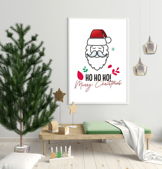 Ho Ho Ho, Christmas, Santa, Festive, Christmas décor, Wall art, Poster, Prints, Gift, Home Decor, Dorm accessories
