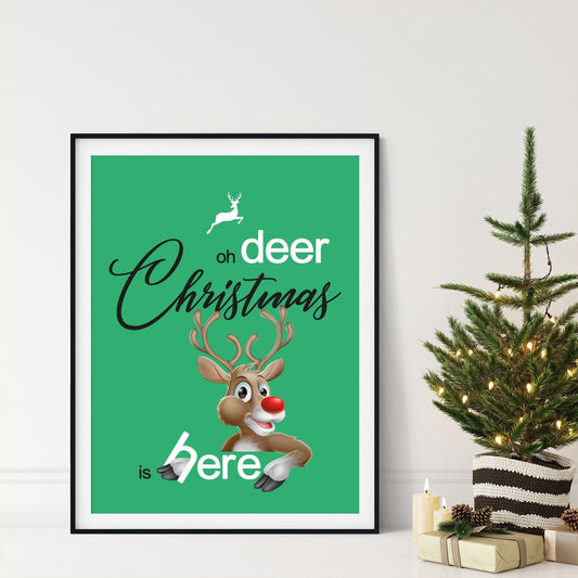 Christmas Deer, Prints,  Festive, Christmas décor, Wall art, Poster, Gift, Home Decor, Dorm accessories
