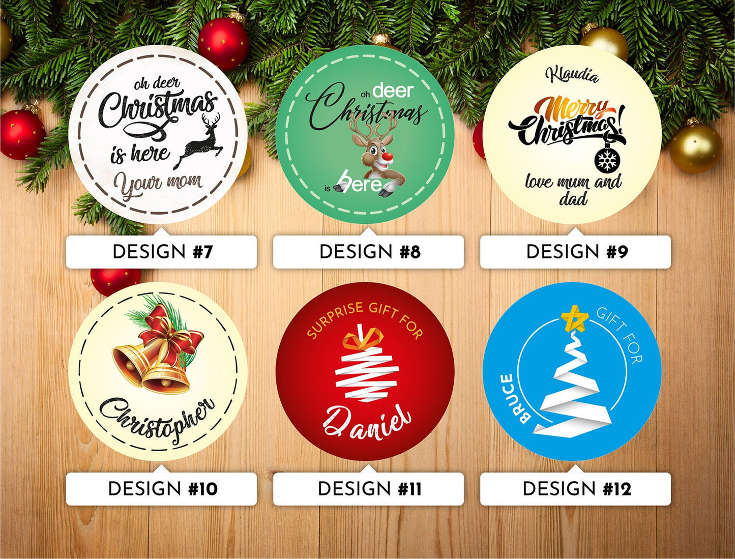 Personalized Christmas stickers , Prints,  Festive Stickers, Christmas décor, Gift stickers, Envelope seal,