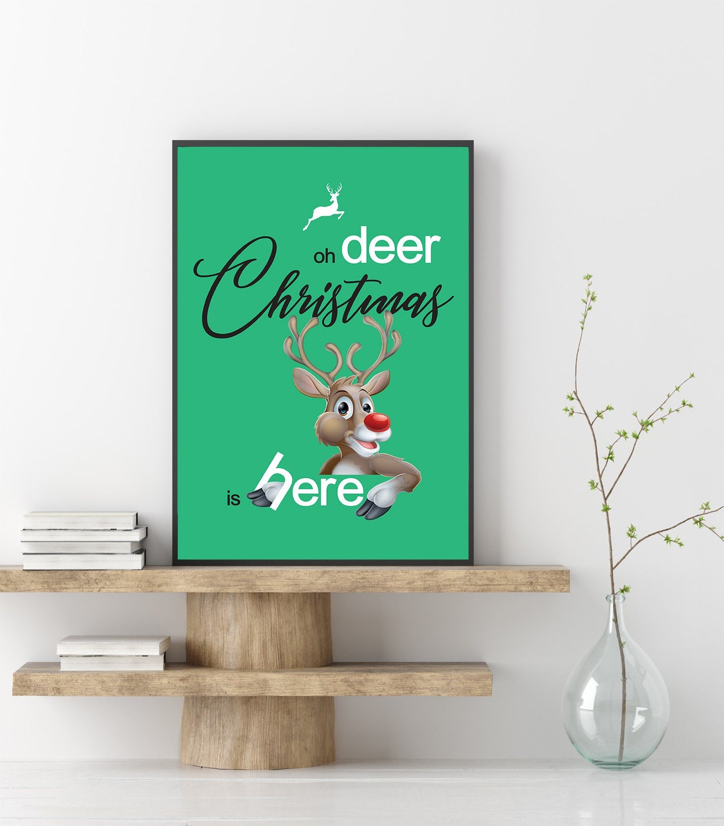 Christmas Deer, Prints,  Festive, Christmas décor, Wall art, Poster, Gift, Home Decor, Dorm accessories