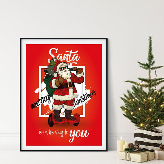 Cool Santa, Christmas, Santa, Festive, Christmas décor, Wall art, Poster, Prints, Gift, Home Decor, Dorm accessories