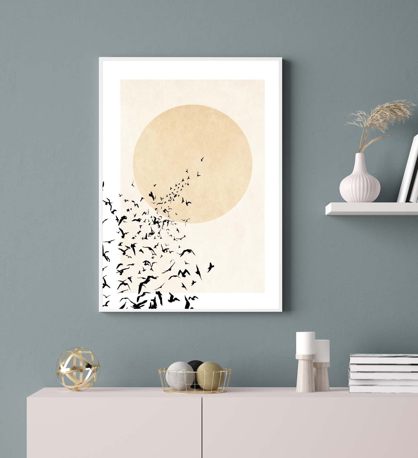 Abstract Birds Poster Print Home Decor Wall Art Shapes Design