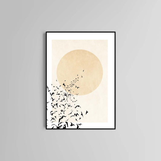 Abstract Birds Poster Print Home Decor Wall Art Shapes Design