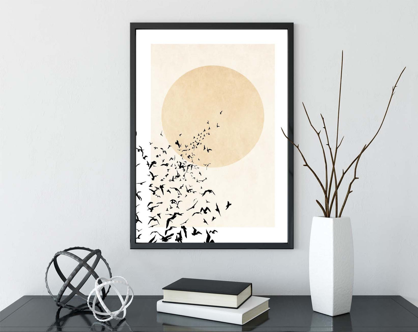 Abstract Birds Poster Print Home Decor Wall Art Shapes Design