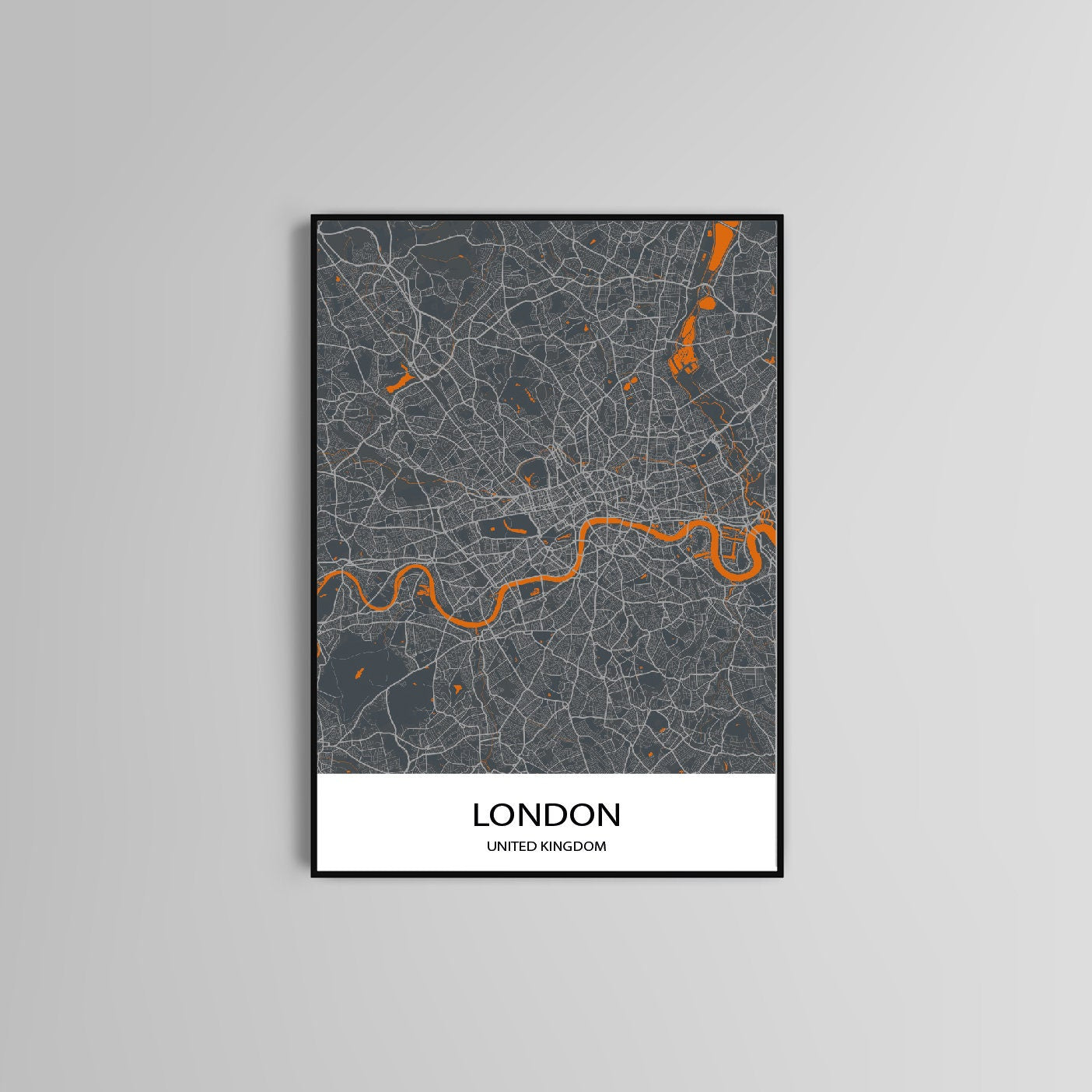 London Map Wall Art Prints Home decor City of London in Pink Grey Black and White Multicolour