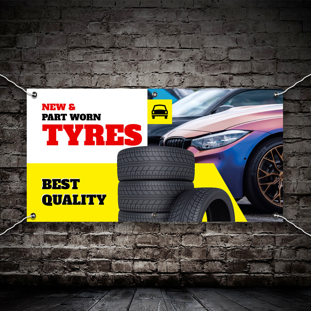 PCV Banner Printing Part worn and new tyres Promotional Advertisement Outdoor