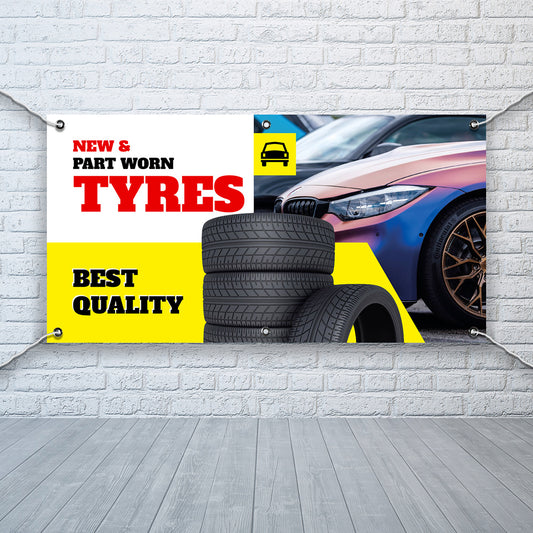 PCV Banner Printing Part worn and new tyres Promotional Advertisement Outdoor