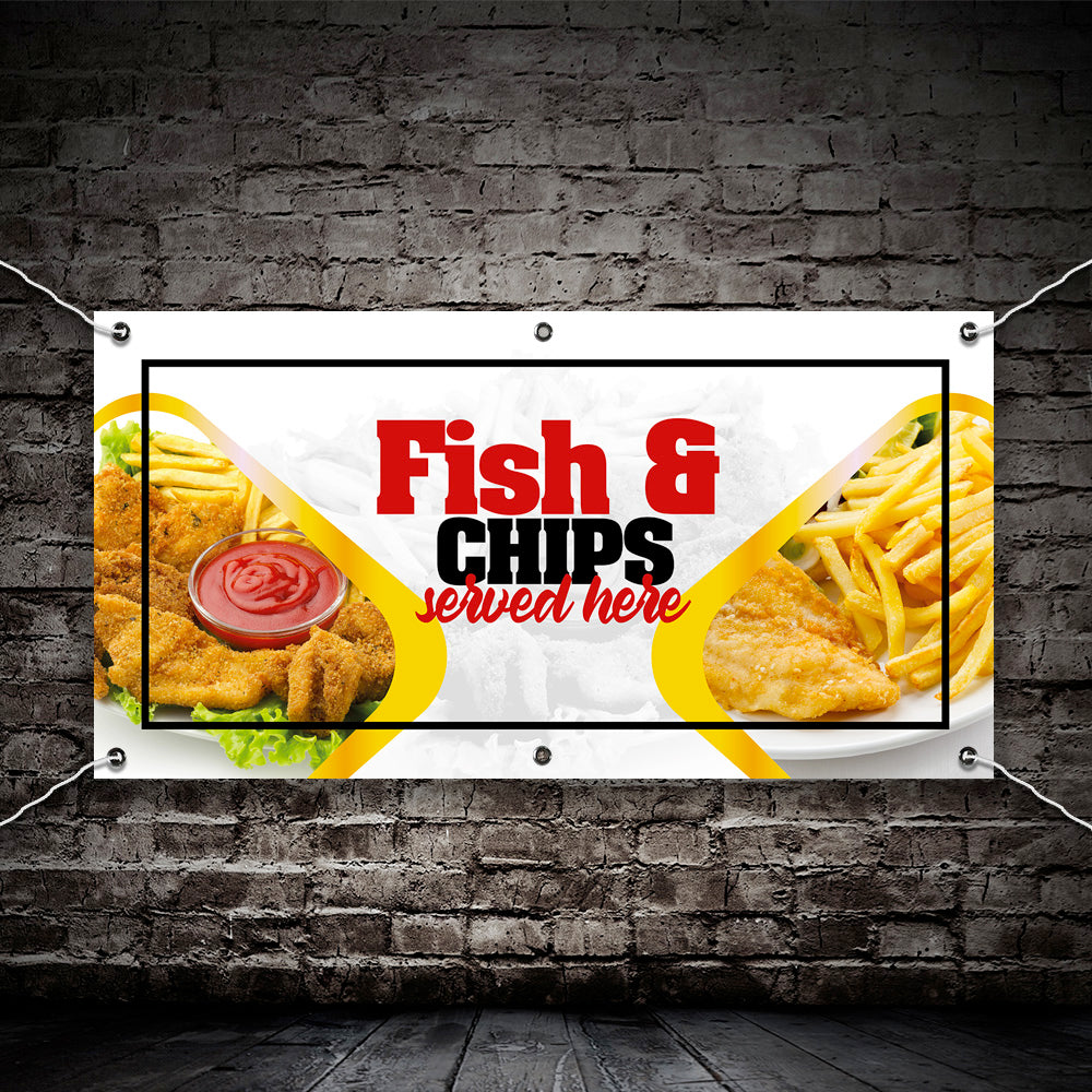 PCV Banner Printing fish and chips takeaway fast food Promotional Advertisement Outdoor