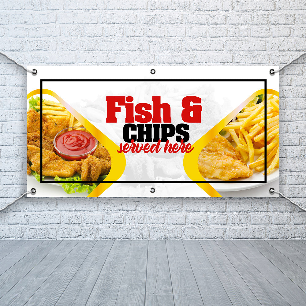 PCV Banner Printing fish and chips takeaway fast food Promotional Advertisement Outdoor