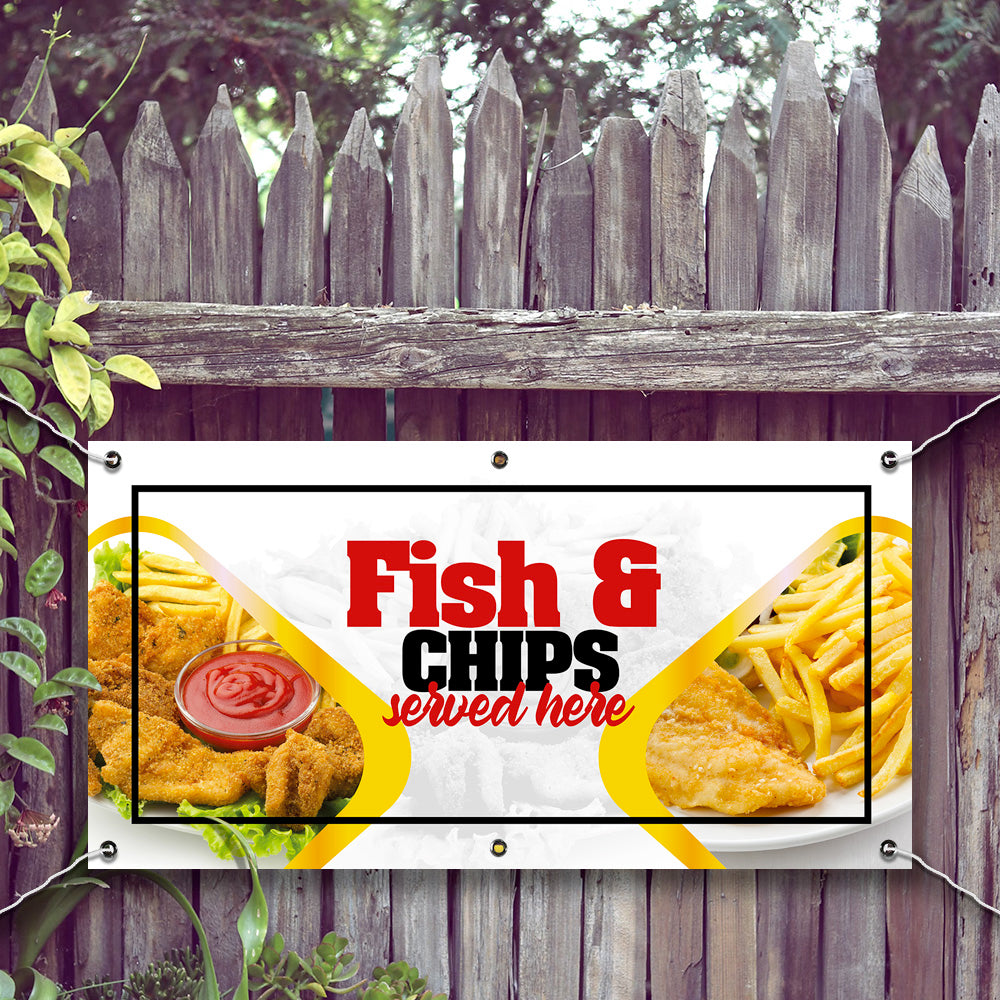 PCV Banner Printing fish and chips takeaway fast food Promotional Advertisement Outdoor