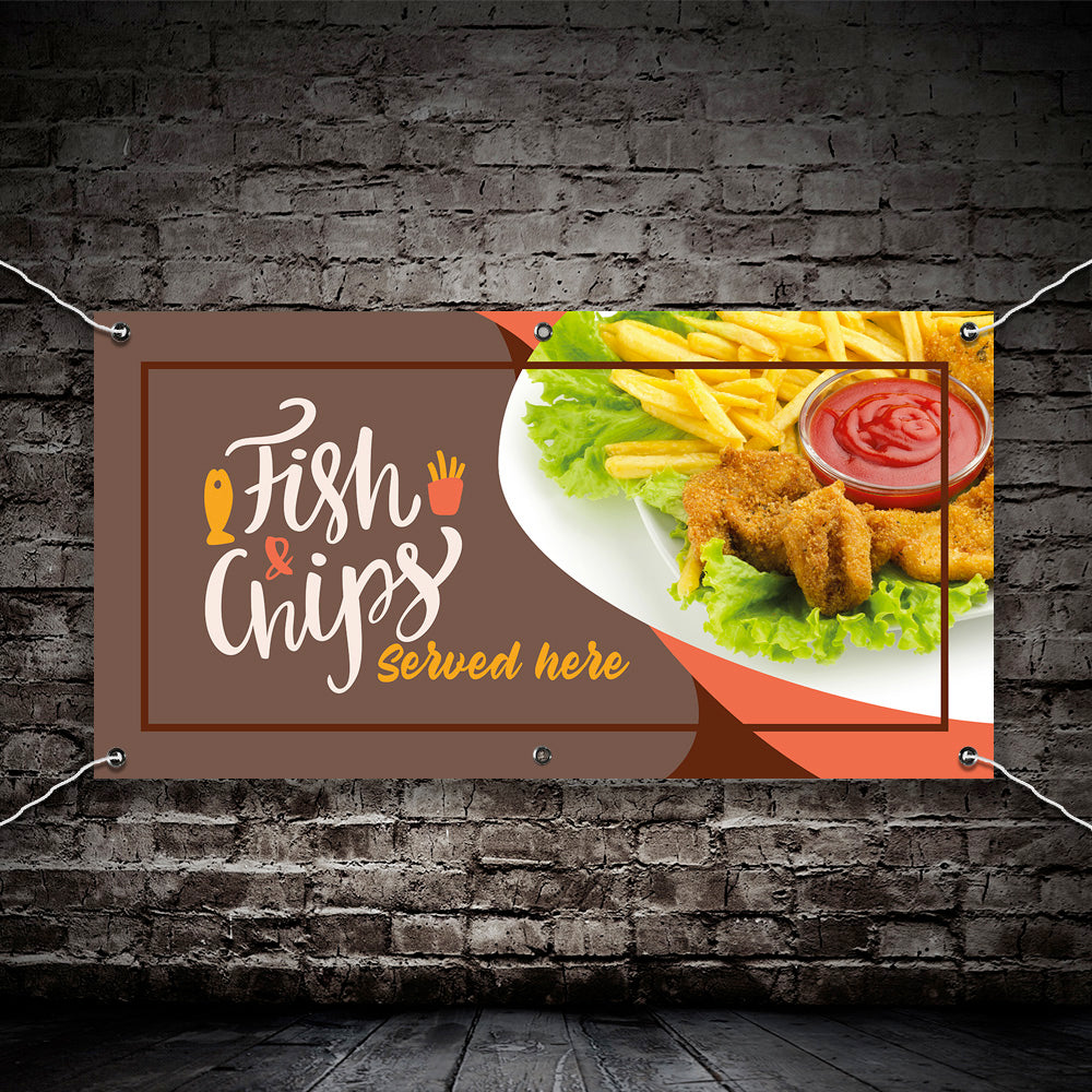 PCV Banner Printing fish and chips takeaway fast food Promotional Advertisement Outdoor