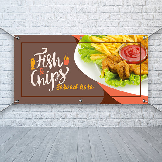 PCV Banner Printing fish and chips takeaway fast food Promotional Advertisement Outdoor