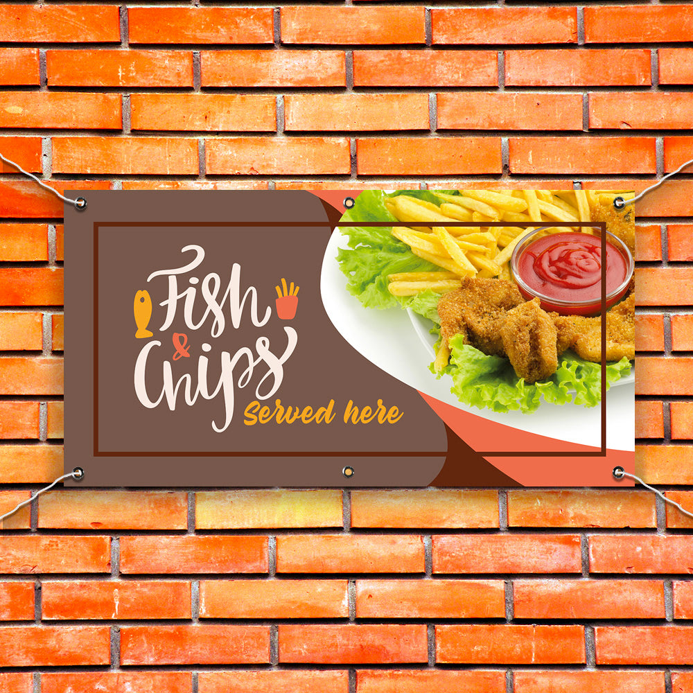 PCV Banner Printing fish and chips takeaway fast food Promotional Advertisement Outdoor