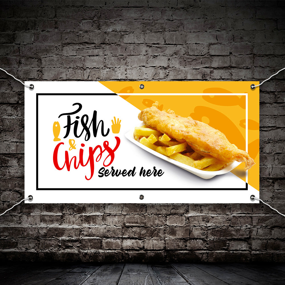 PCV Banner Printing fish and chips takeaway fast food Promotional Advertisement Outdoor