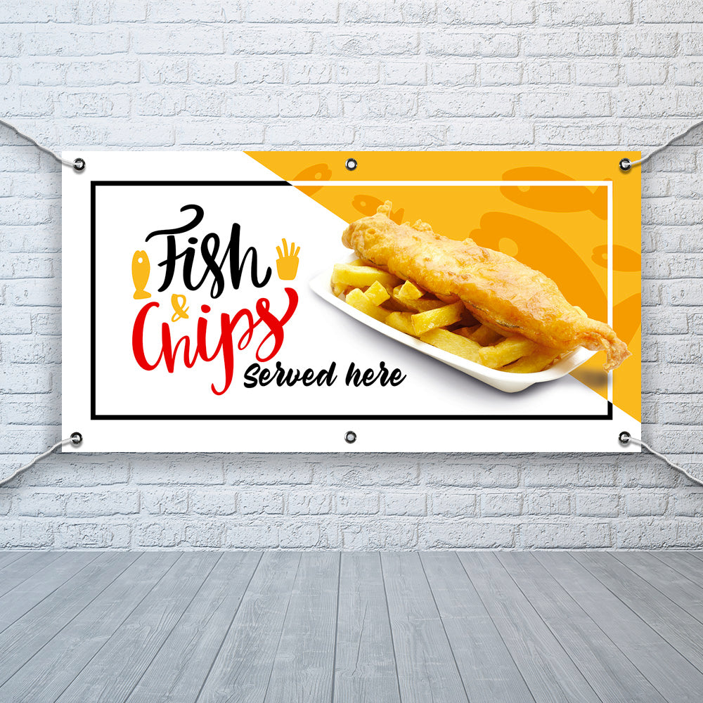 PCV Banner Printing fish and chips takeaway fast food Promotional Advertisement Outdoor